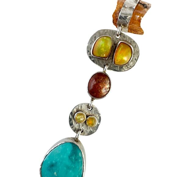 Sleeping Beauty Turquoise Welo Ethiopian Opal Sunstone Citrine Sterling Necklace - Picture 8 of 11